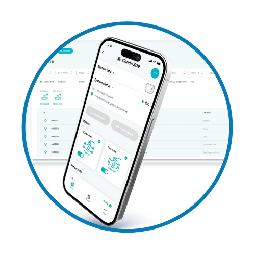 Application mobile de système de détection de dégât d’eau _ PréVol Application mobile NOWA reliée au système de détection de dégât d’eau installé par PréVol